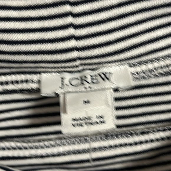J CREW Navy Stripe Off the Shoulder Cotton Shirt Sz Med - Picture 4 of 5